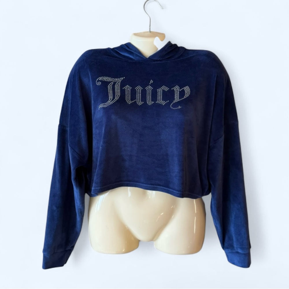 JUCIY COUTURE Los Angeles Cropped Sleepwear Velour Top